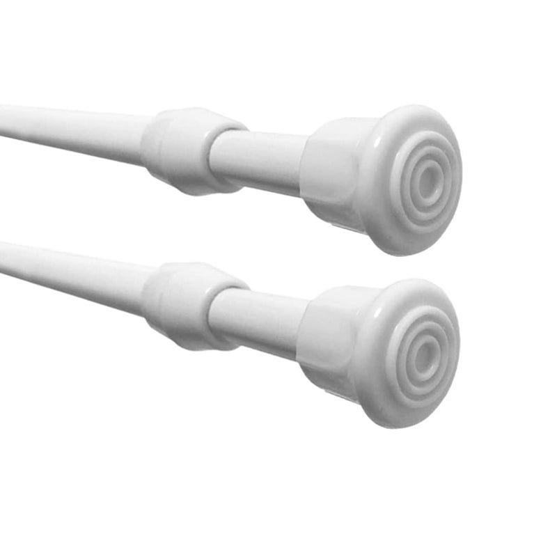 Blu-Pier Tech 2 Pack Spring Tension Curtain Rods 18 to 28 inches Adjustable,Small Short Kitchen Curtains Rod,No Drilling,No Screws for Windows,Doorway,Bathroom White - Image 1